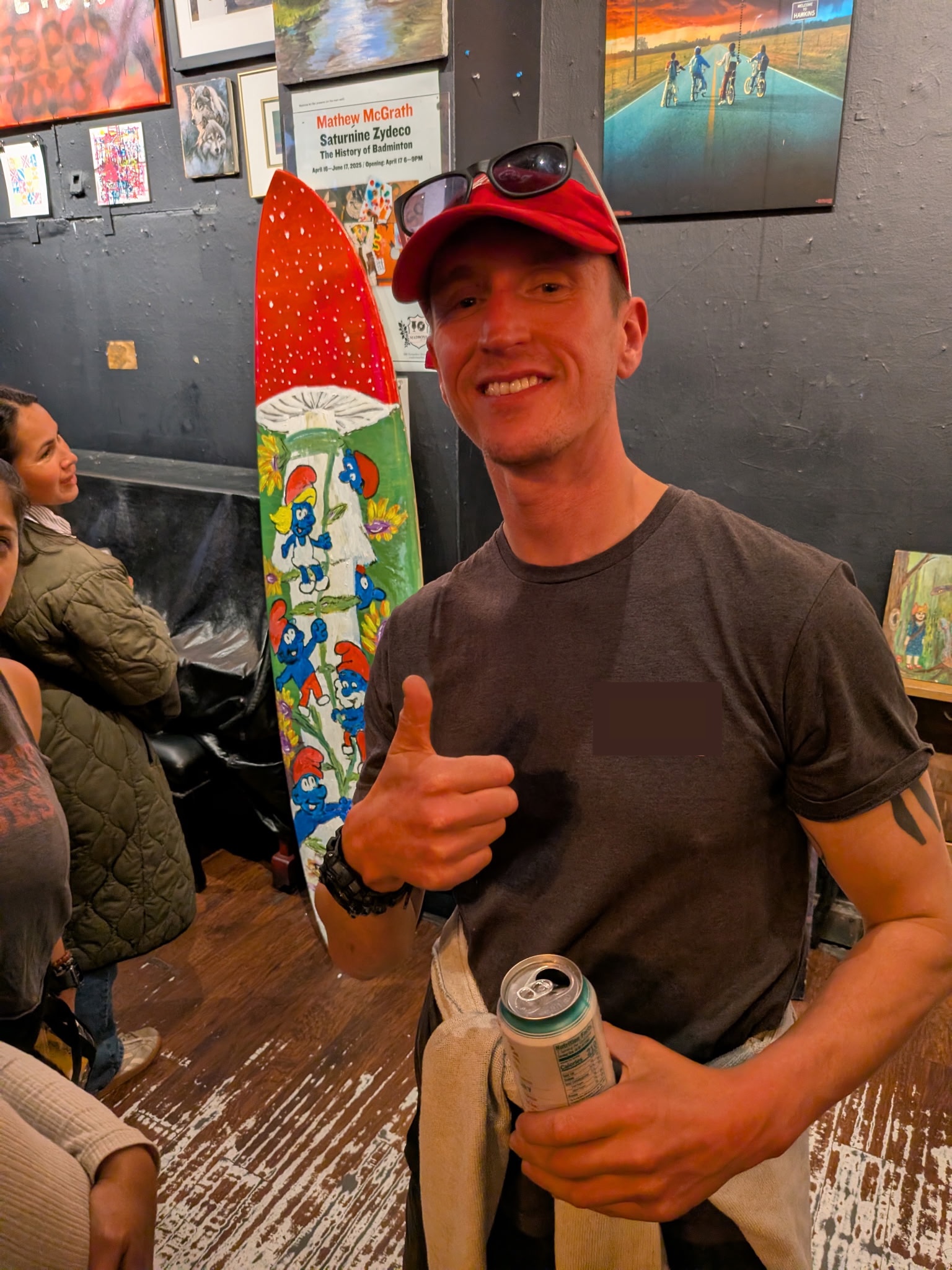 Me in front of the Smurfboard at Madrones Art Swap