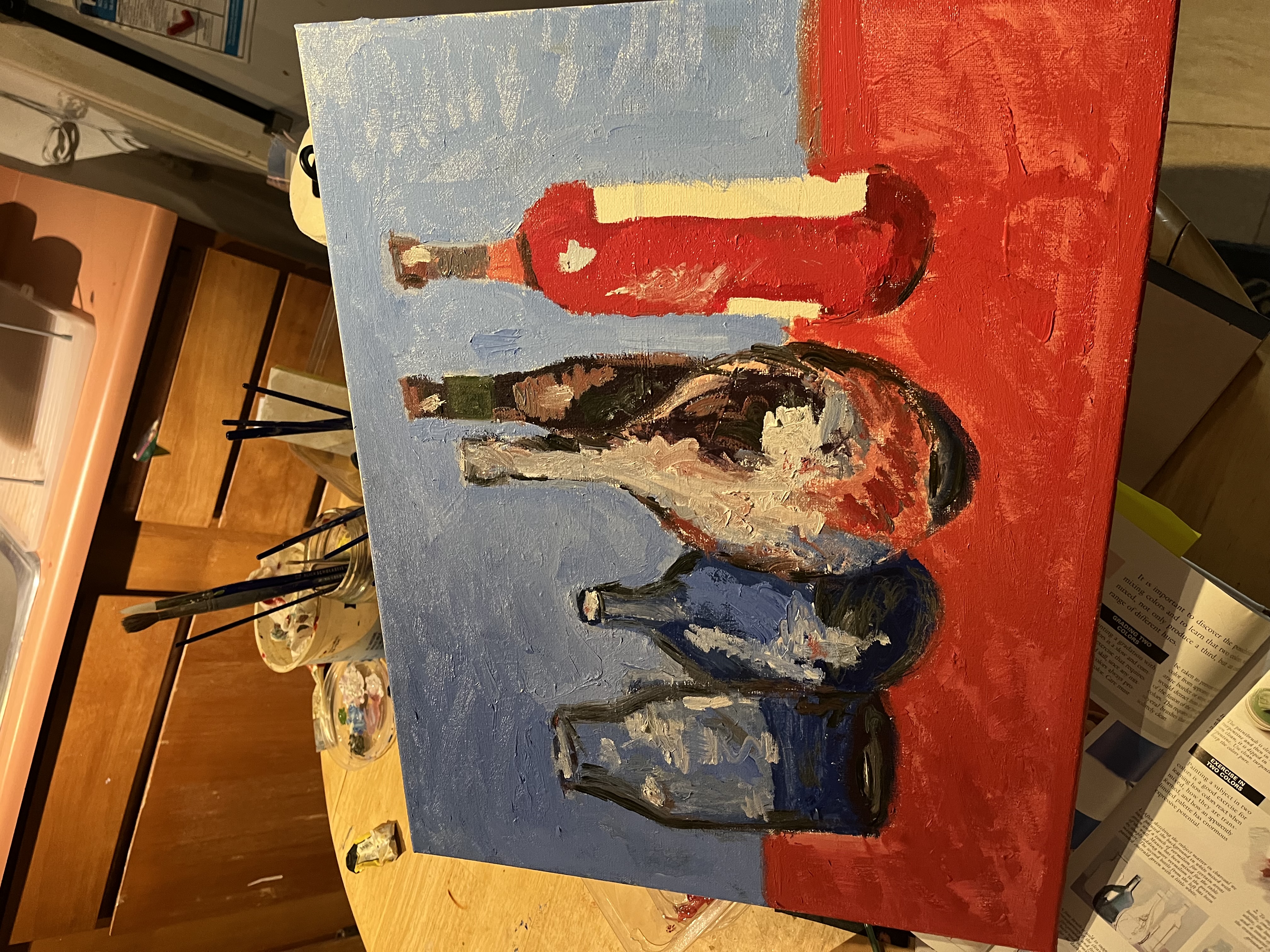 Oil painting of some bottles