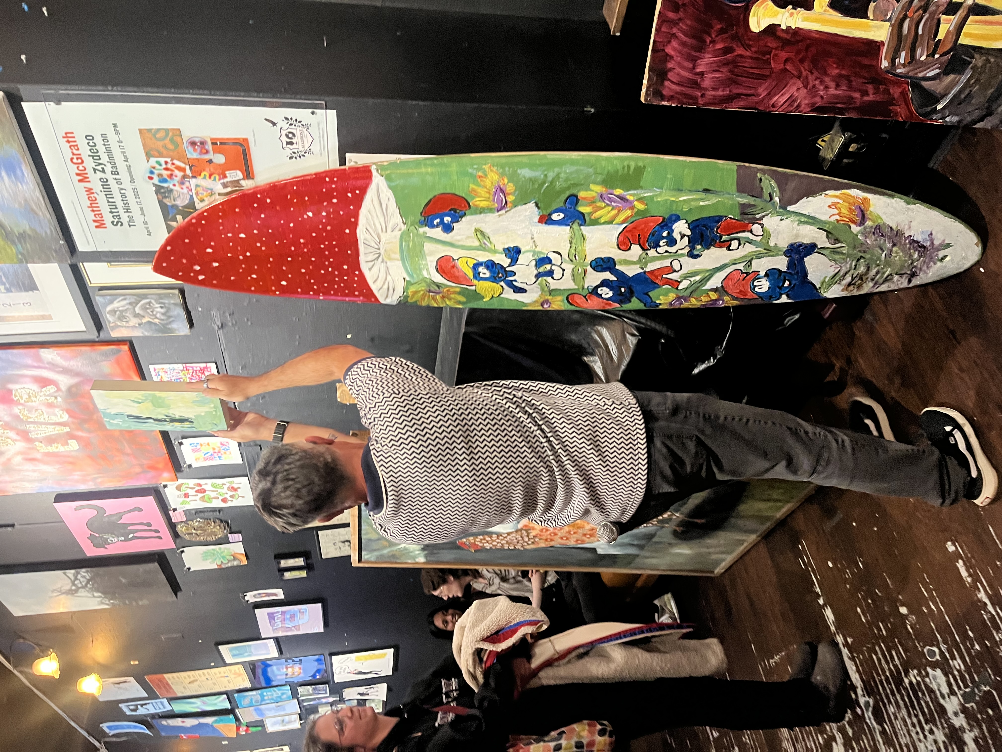 Another angle on the board at Madrone's Art Swap